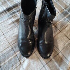 Marks and Spencers Black Leather Healed Ankle Boots Size 7 and a half